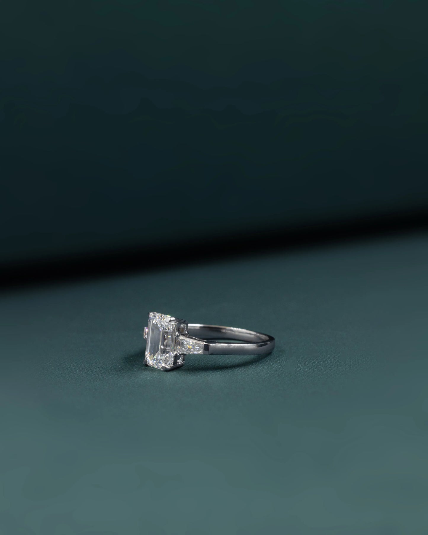 2.35 CTW Emerald Cut CVD Lab-Grown Diamond Three Stone Engagement Ring