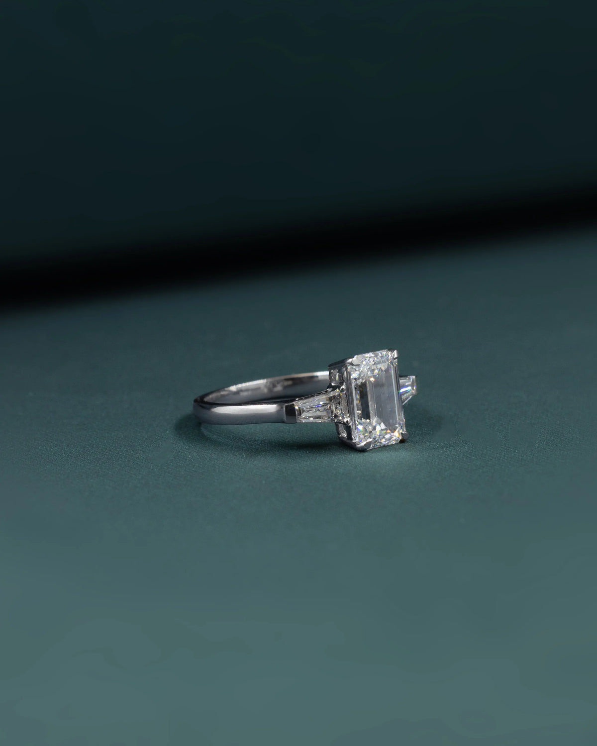 2.35 CTW Emerald Cut CVD Lab-Grown Diamond Three Stone Engagement Ring