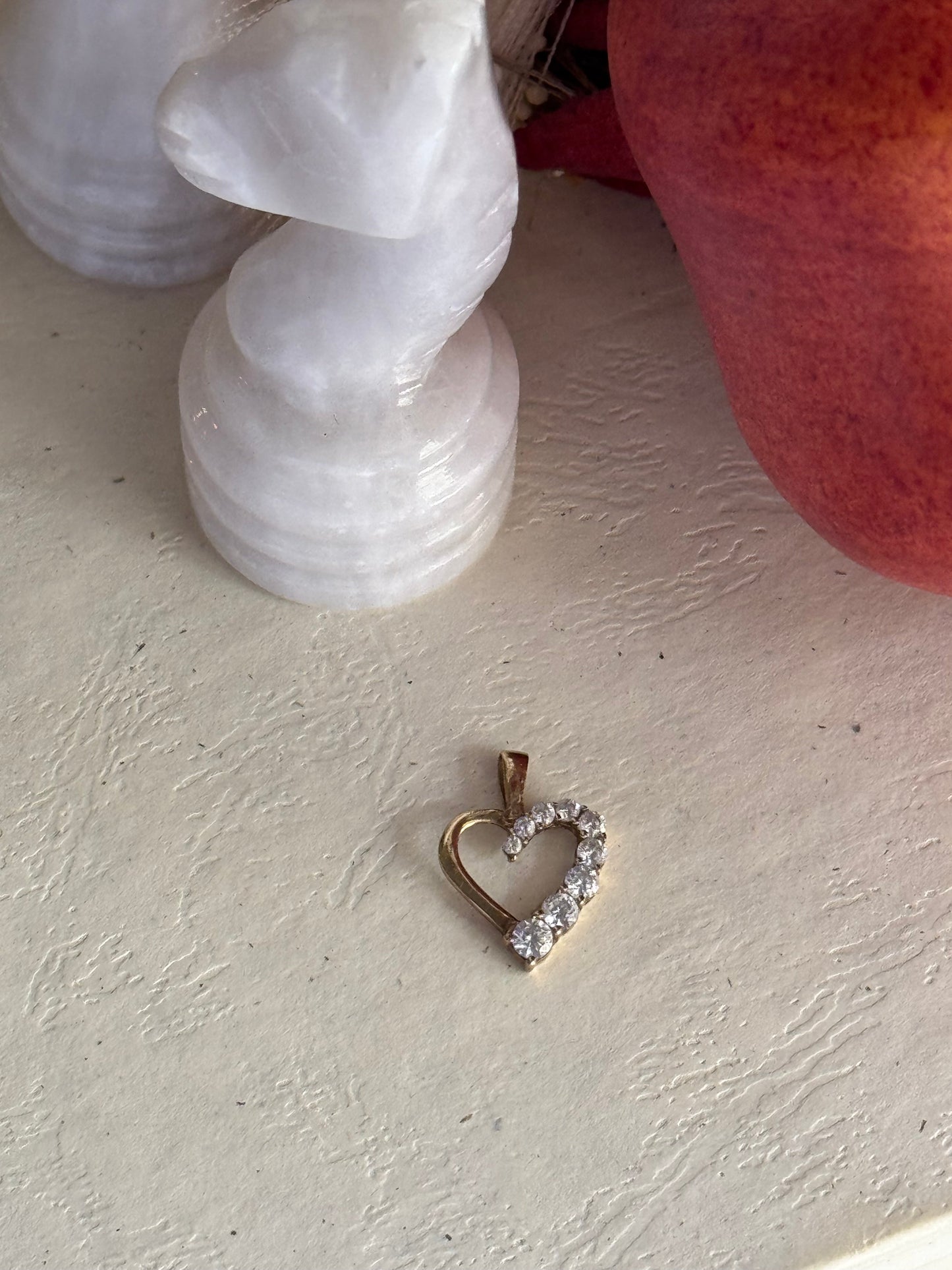 Vintage Yellow Gold & Diamond Heart Pendant