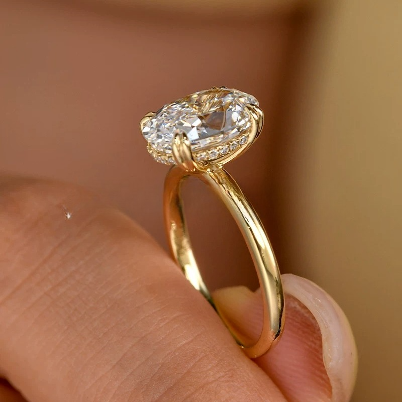 Dainty Oval Cut Sterling Silver Engagement Ring