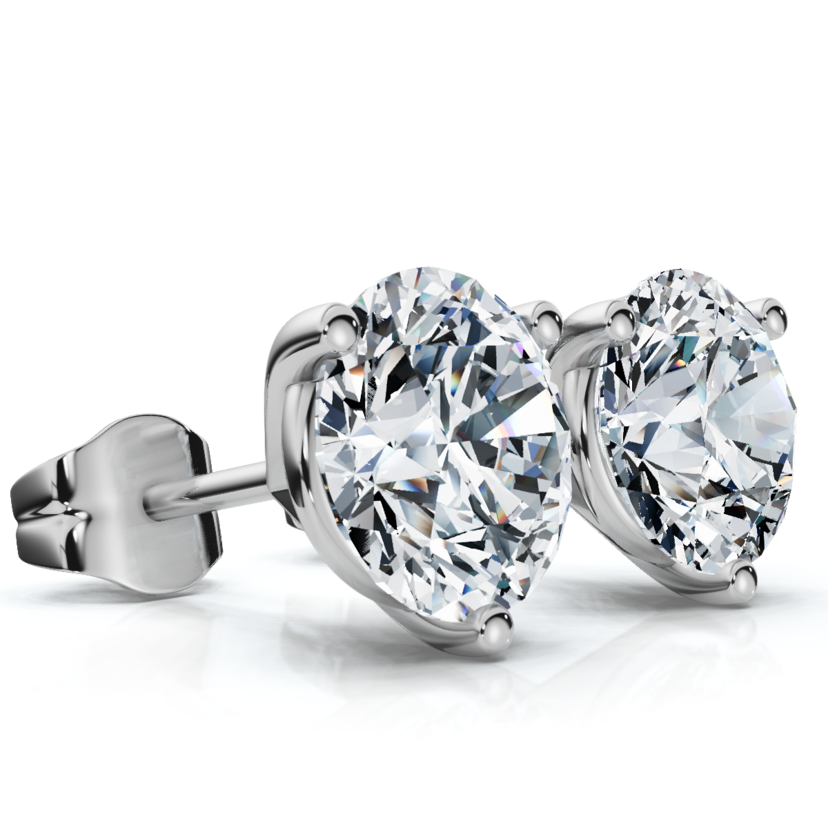 2Ct TW Round Diamond Studs 14k Gold Lab Grown