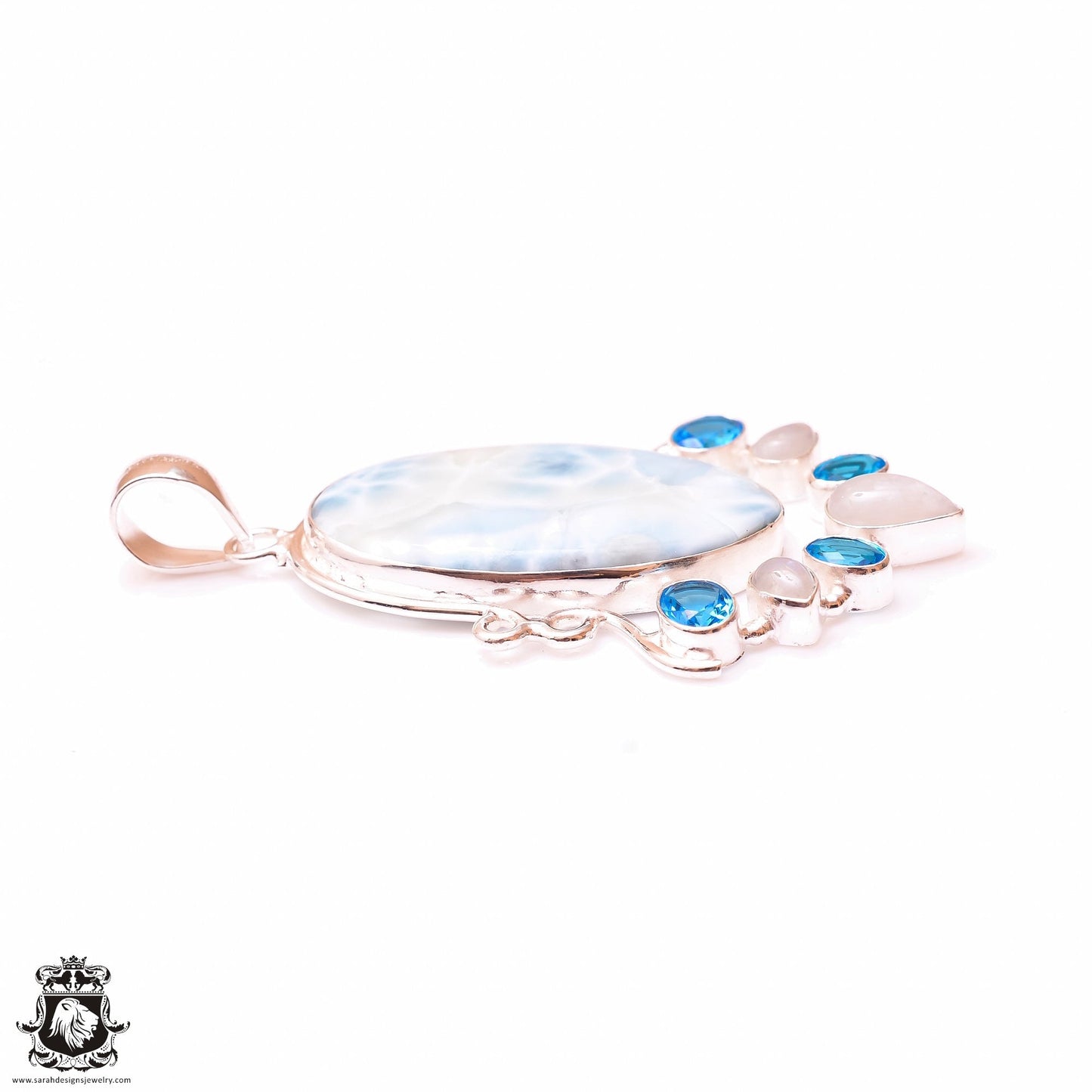 Stunner! Caribbean Larimar Pendant & 3MM Italian Chain P10000