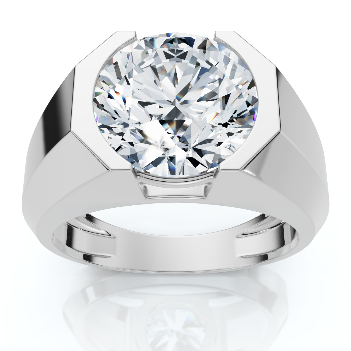 Certified 5 Ct Elon Signature Men's Bezel Diamond Ring Lab Grown