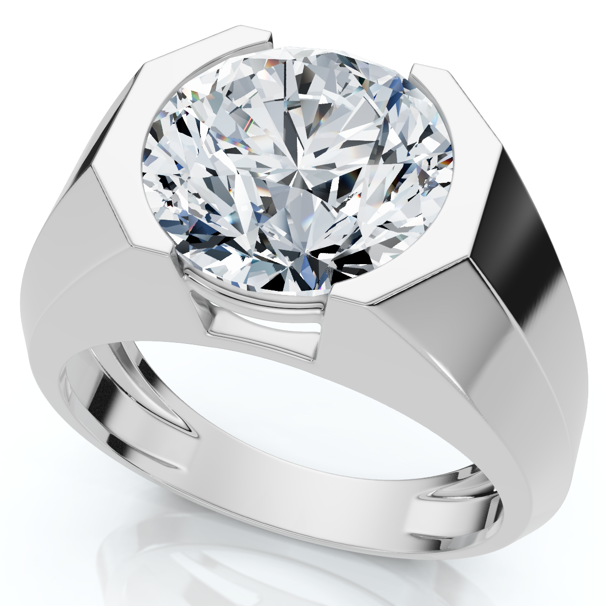 Certified 5 Ct Elon Signature Men's Bezel Diamond Ring Lab Grown