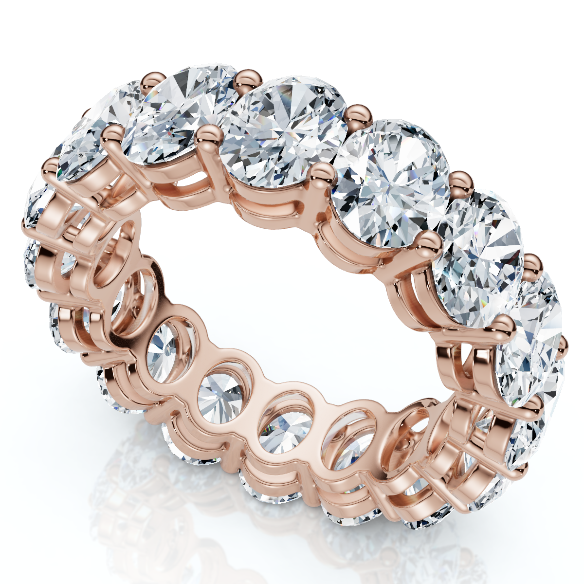 7Ct Oval Diamond Eternity Ring 14k Gold or Platinum Lab Grown EF/VS