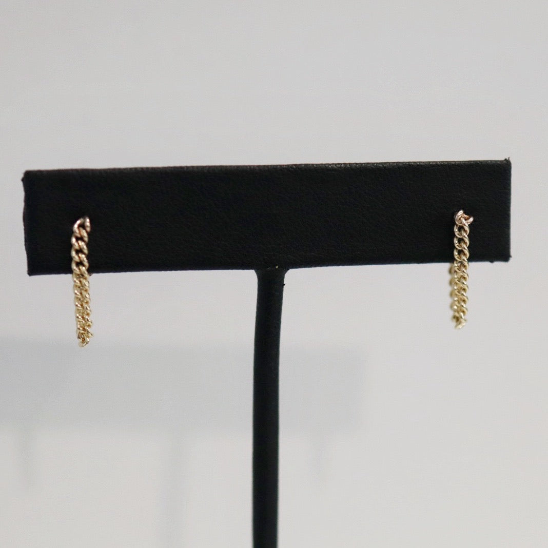 Dainty Curb Chain Drop Earrings - CHoose Your Metal - Sterling Silver or Gold Fill