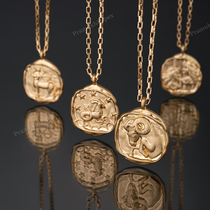 Sterling Silver Gold Plated Zodiac Sign Pendant