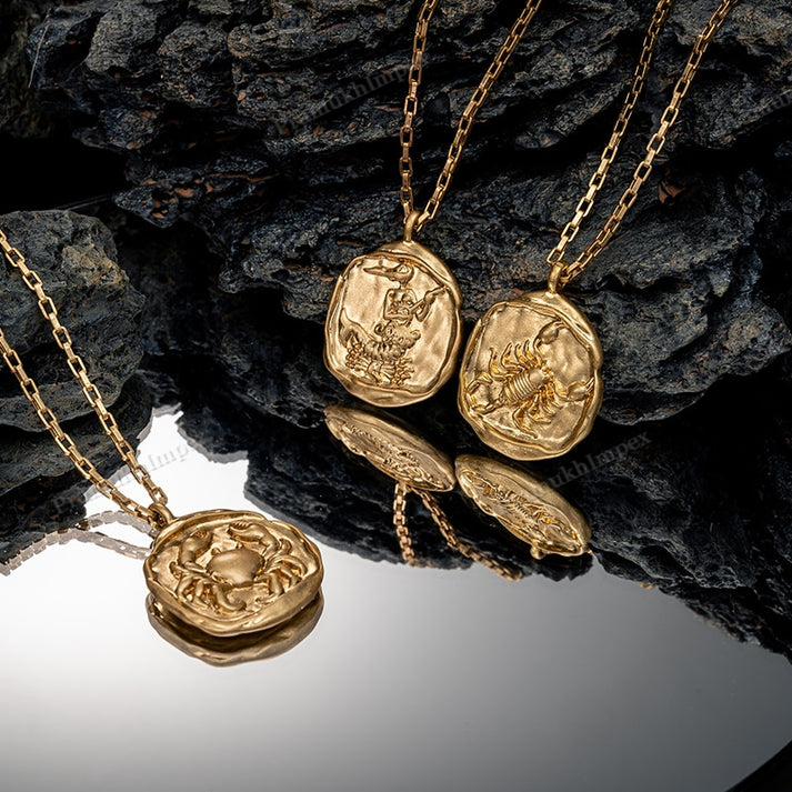 Sterling Silver Gold Plated Zodiac Sign Pendant