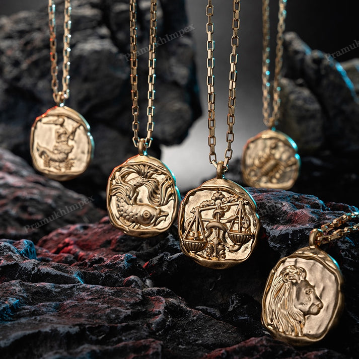 Sterling Silver Gold Plated Zodiac Sign Pendant