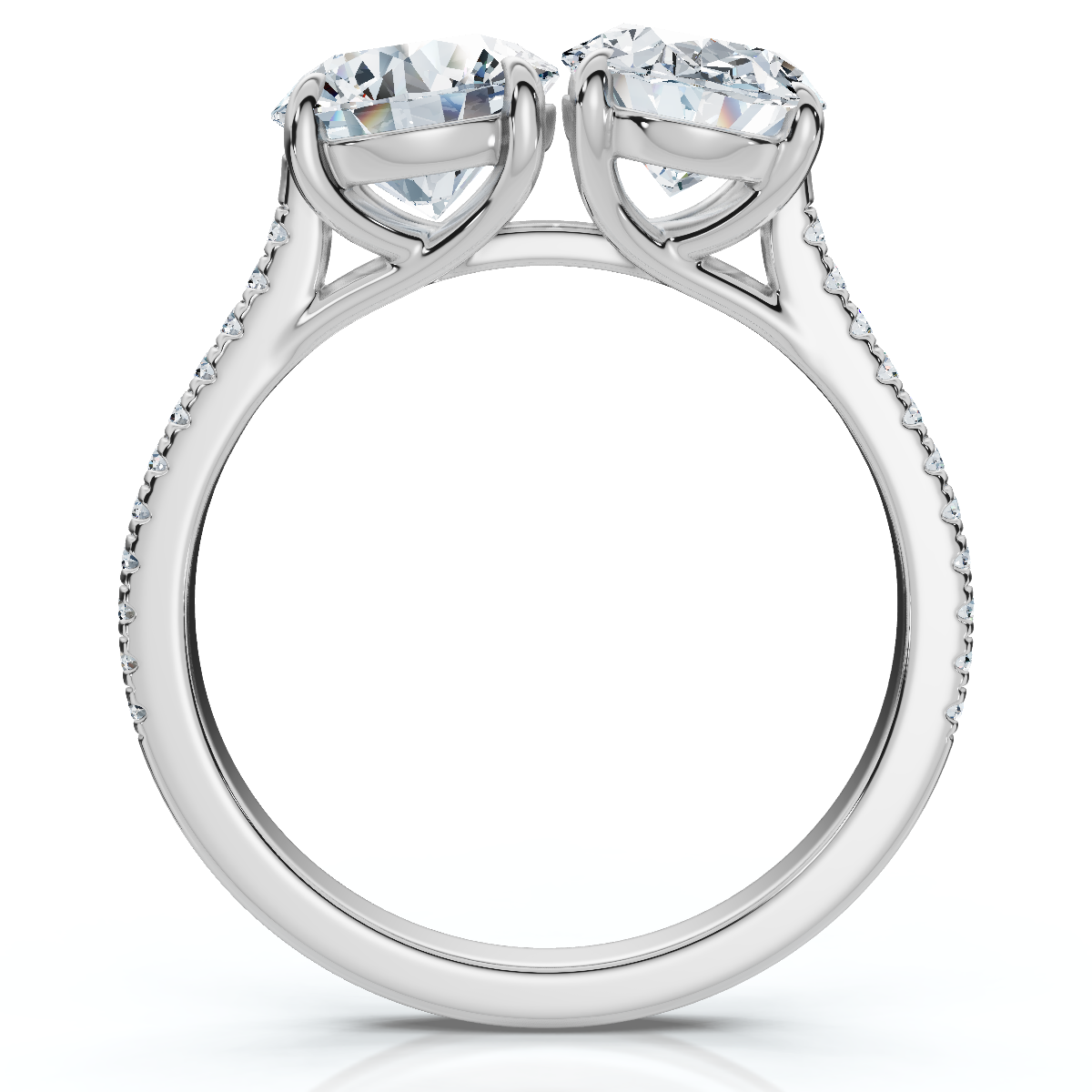 2 1/10Ct Toi et Moi Oval & Round Diamond Ring 14k Gold or Platinum Lab Grown