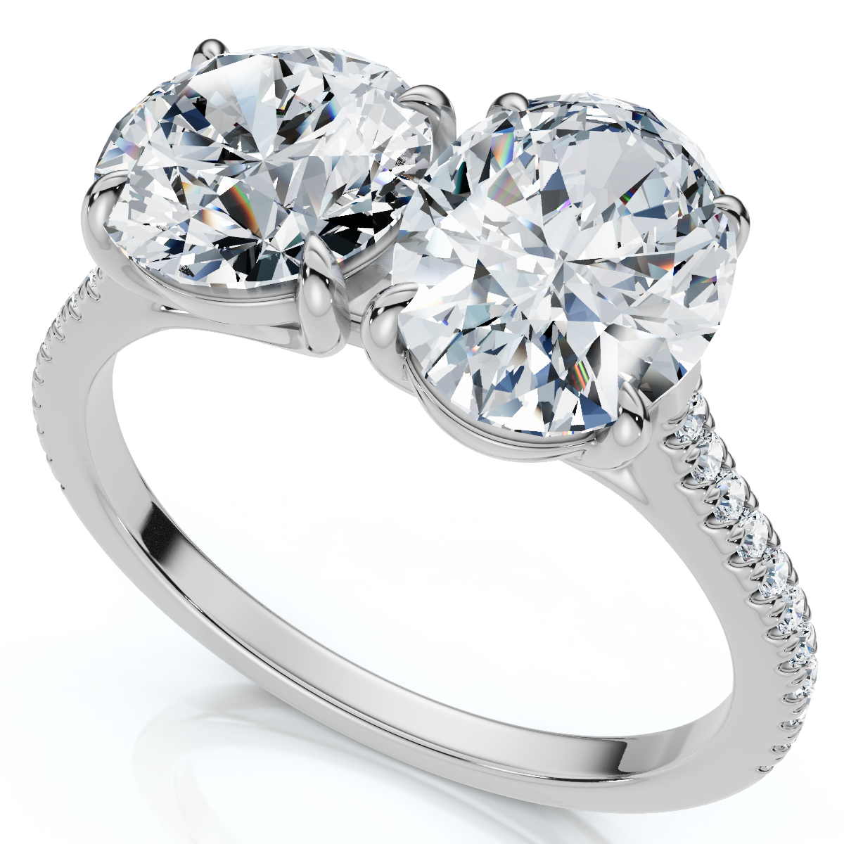 2 1/10Ct Toi et Moi Oval & Round Diamond Ring 14k Gold or Platinum Lab Grown