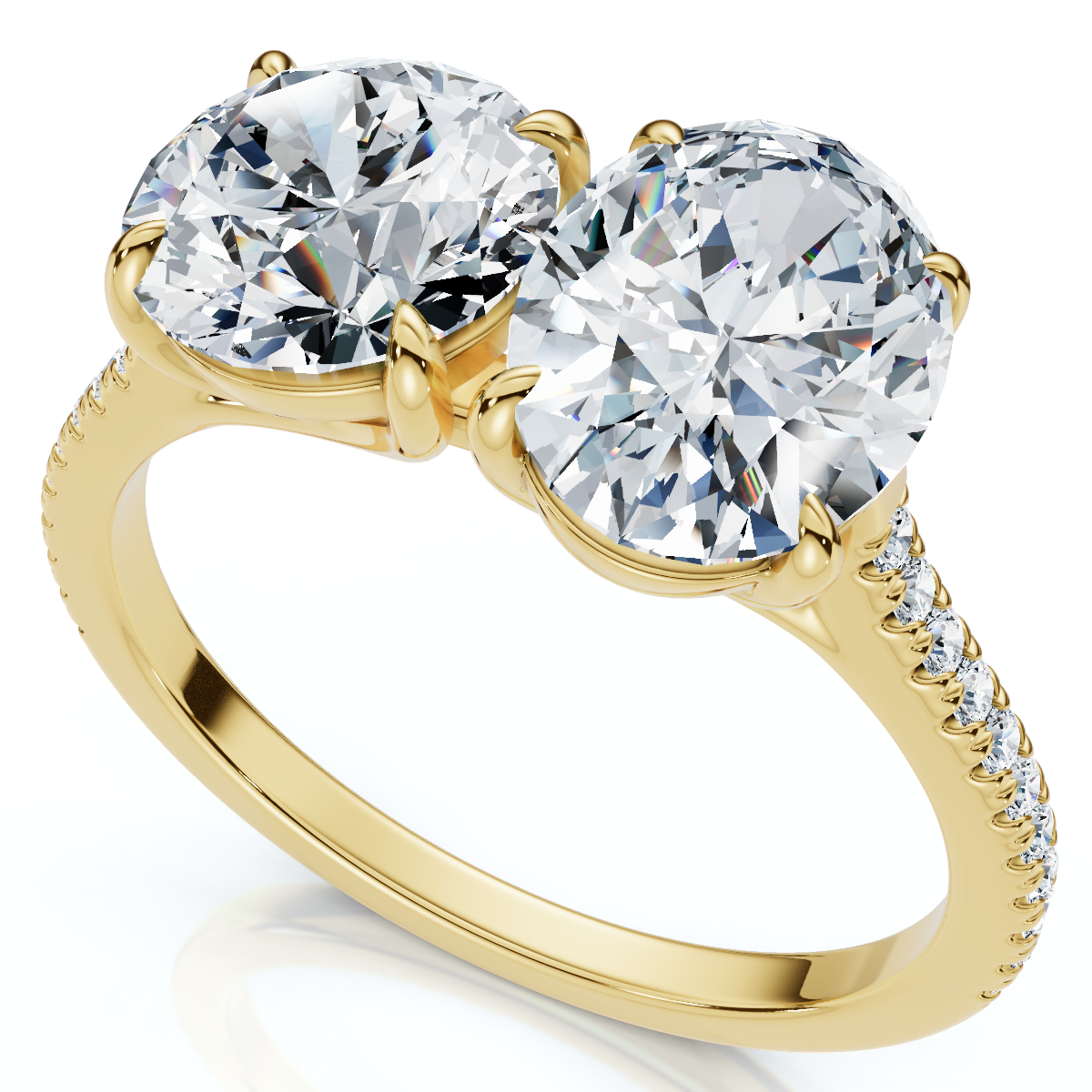 2 1/10Ct Toi et Moi Oval & Round Diamond Ring 14k Gold or Platinum Lab Grown