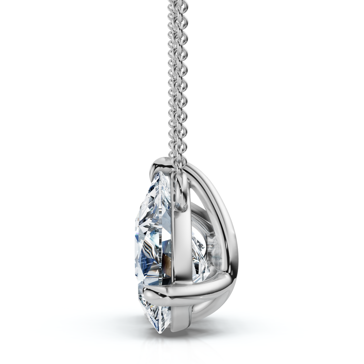 2Ct TW Toi et Moi Pear and Round Diamond Pendant 14k Gold 18" Necklace Lab Grown