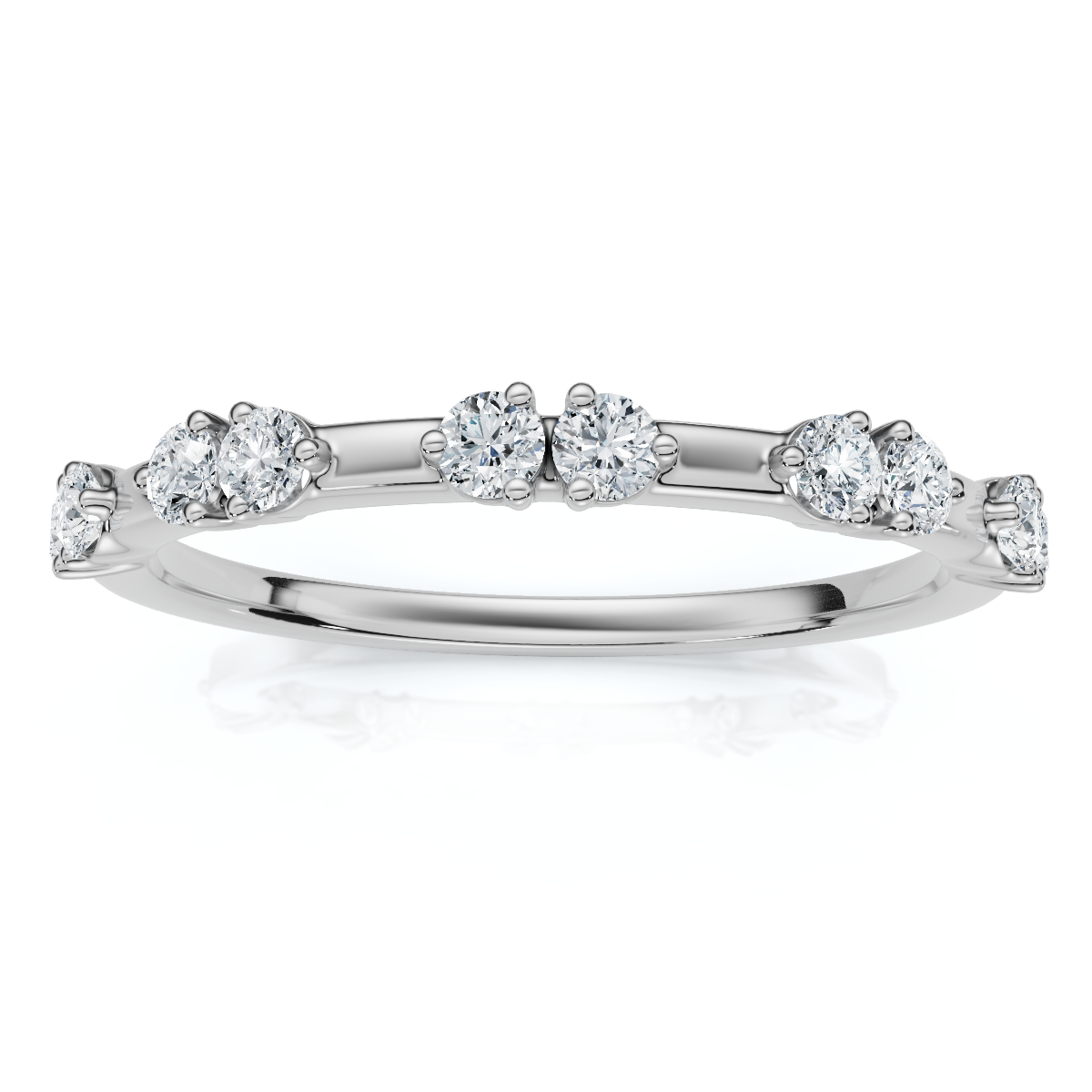 1/5Ct Unique Alternating Diamond Wedding Band 14k White Gold Lab Grown
