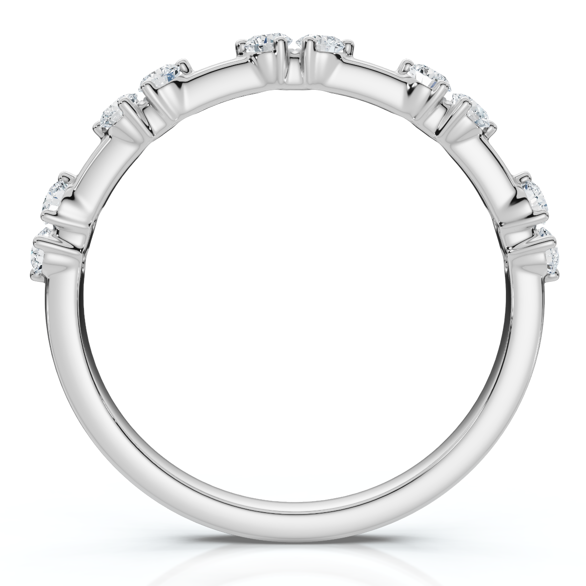 1/5Ct Unique Alternating Diamond Wedding Band 14k White Gold Lab Grown