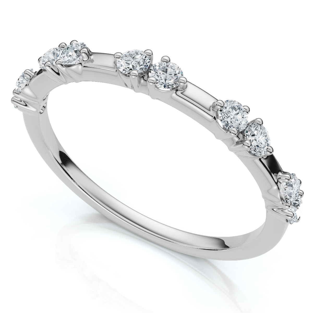 1/5Ct Unique Alternating Diamond Wedding Band 14k White Gold Lab Grown