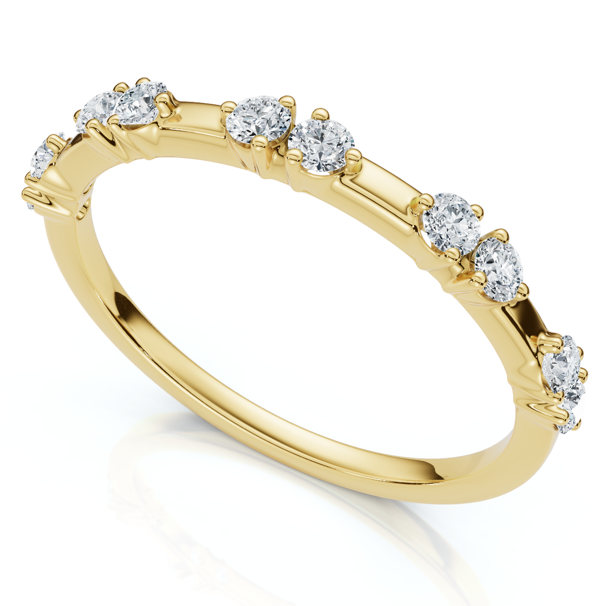 1/5Ct Unique Alternating Diamond Wedding Band 14k White Gold Lab Grown
