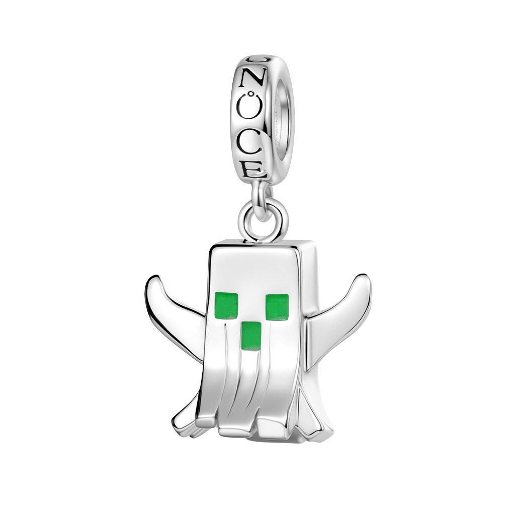Gnoce Pixel Halloween Ghost Glow-in-the-Dark Pendant Dangle Charm