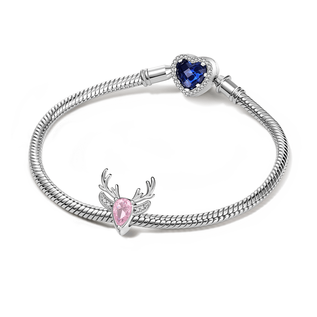 Gnoce Christmas Elk Birthstone Engravable Charm