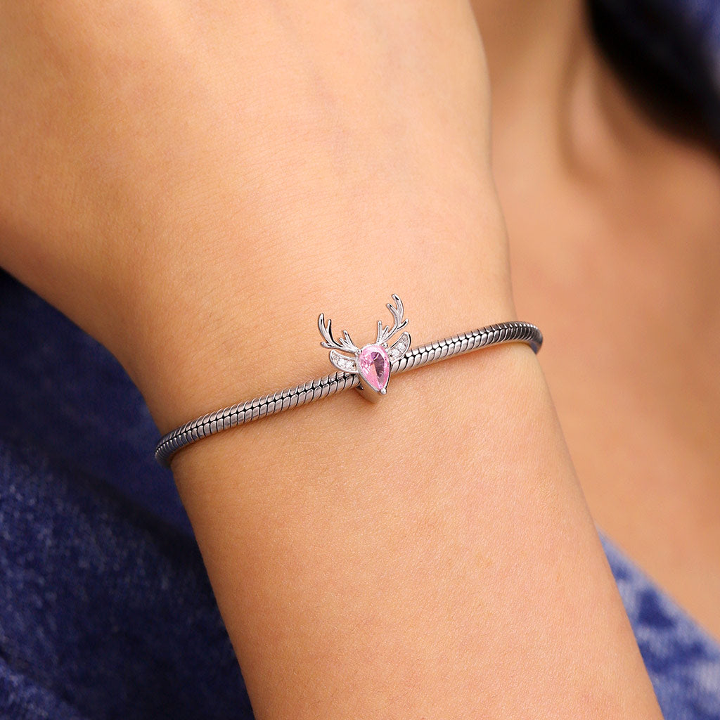 Gnoce Christmas Elk Birthstone Engravable Charm