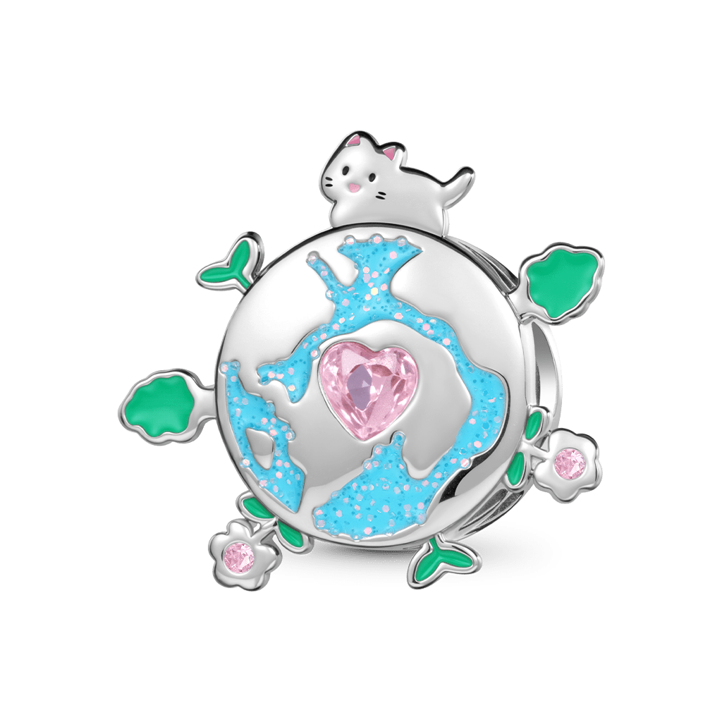 Gnoce "You are my world" Cat Earth Charm
