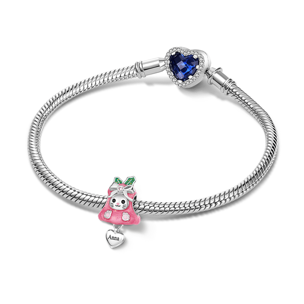 Gnoce Glow-in-the-Dark Christmas Cat Bell Engravable Charm