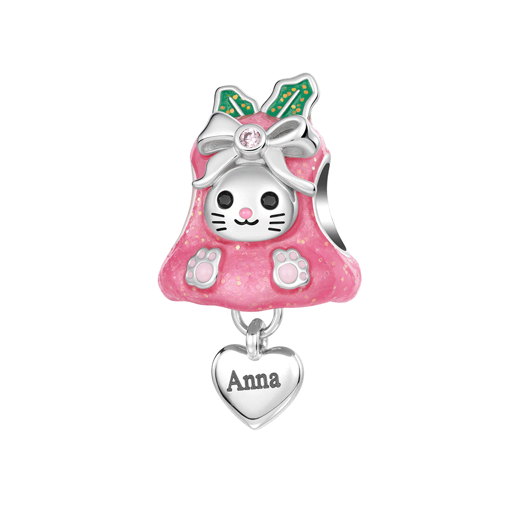 Gnoce Glow-in-the-Dark Christmas Cat Bell Engravable Charm
