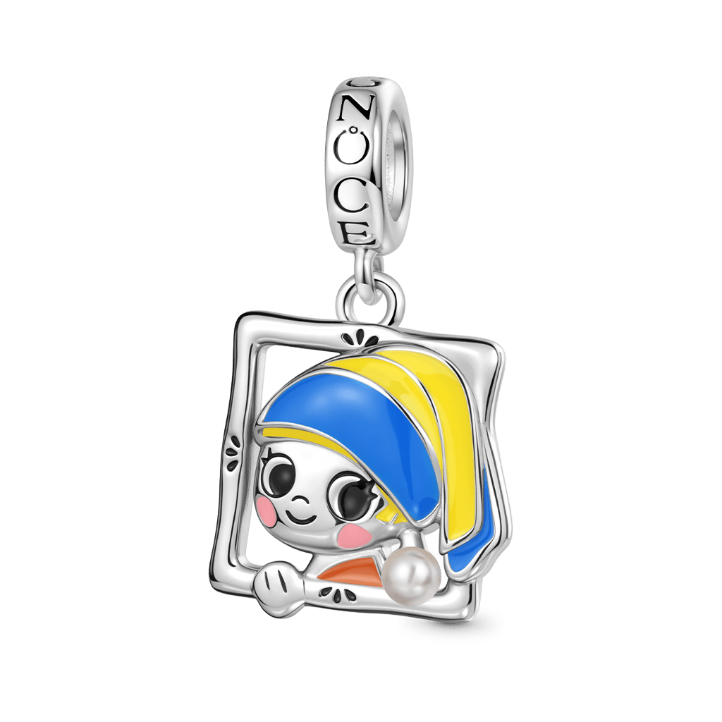 Gnoce Oil Painting Girl Pendant Dangle Charm