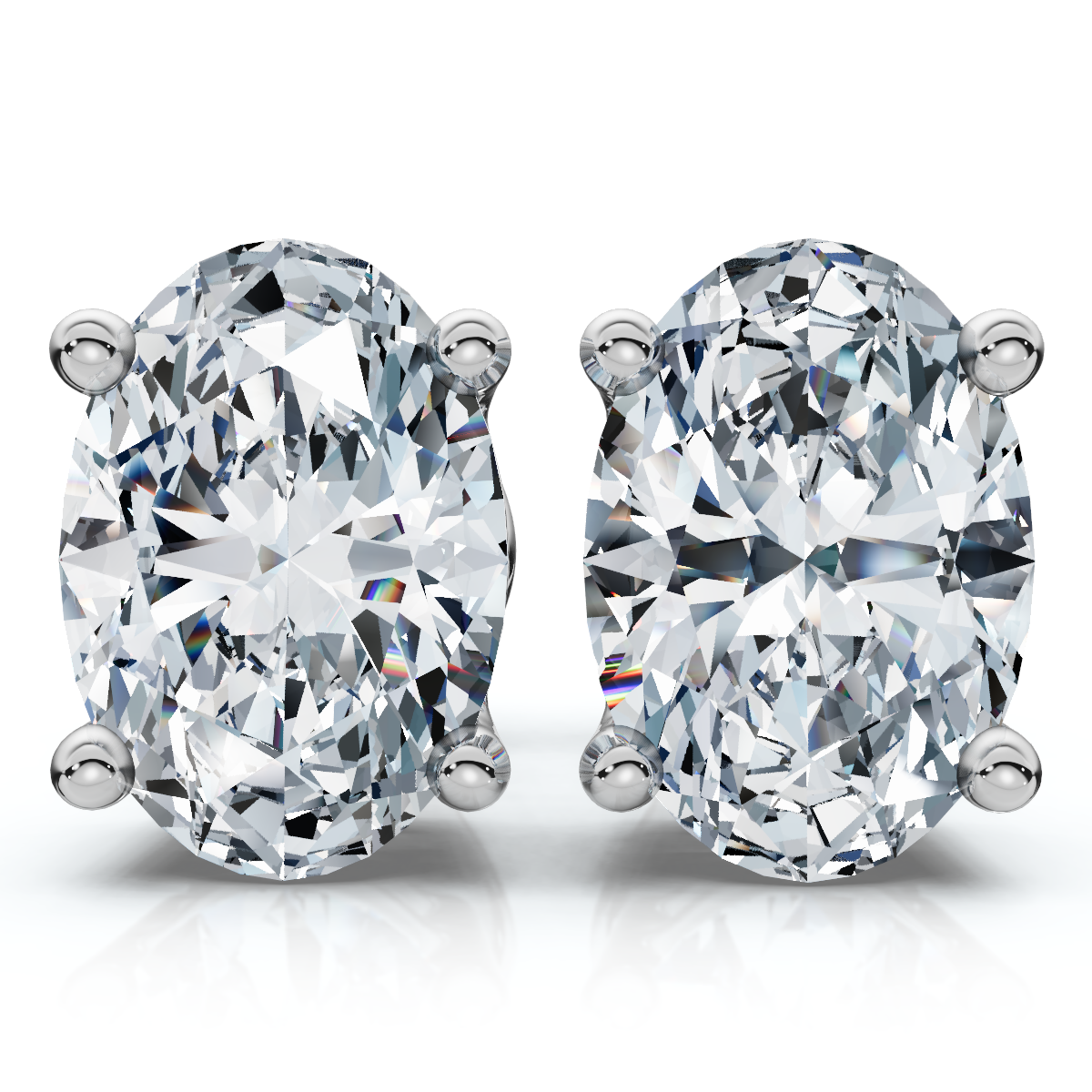 Oval Cut Diamond Prong Studs 14k Gold Lab Grown