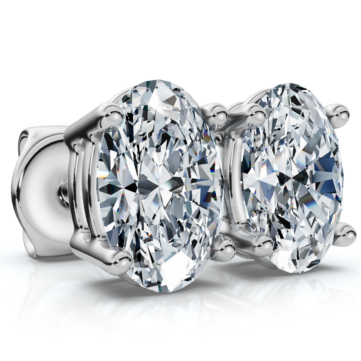 Oval Cut Diamond Prong Studs 14k Gold Lab Grown