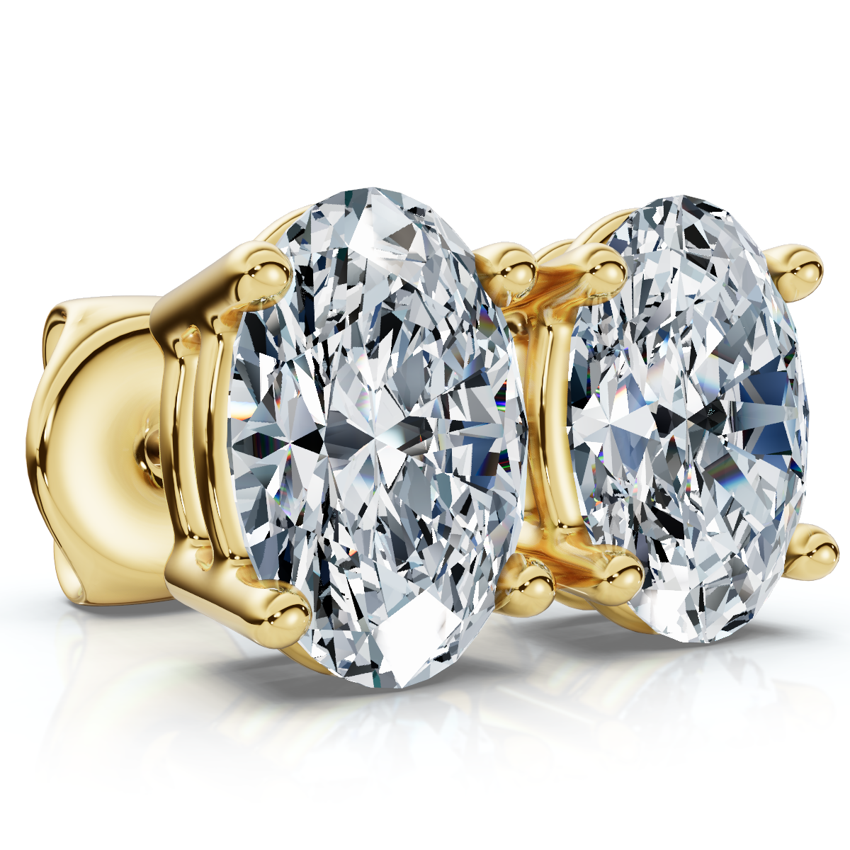 Oval Cut Diamond Prong Studs 14k Gold Lab Grown