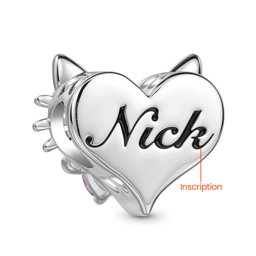 Gnoce Engravable Pet Cat Birthstone Charm