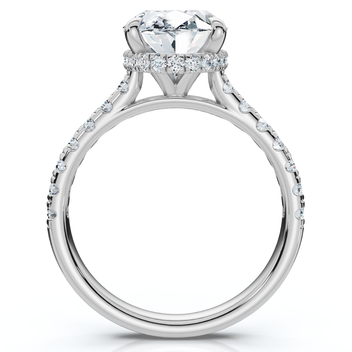 GIA Certified 3.69Ct Oval Hidden Halo Diamond Engagement Ring 14k White Gold