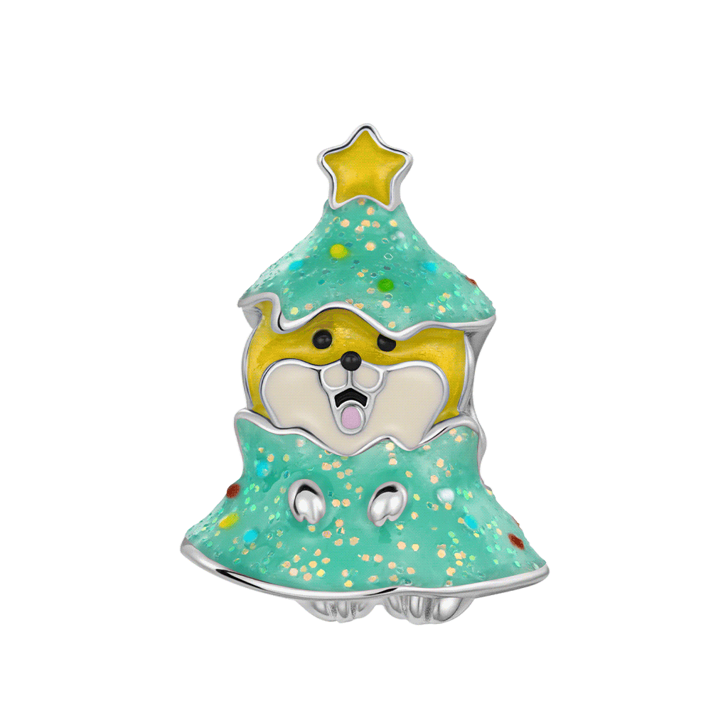 Gnoce Christmas Tree Corgi Glow-in-the-Dark Charm