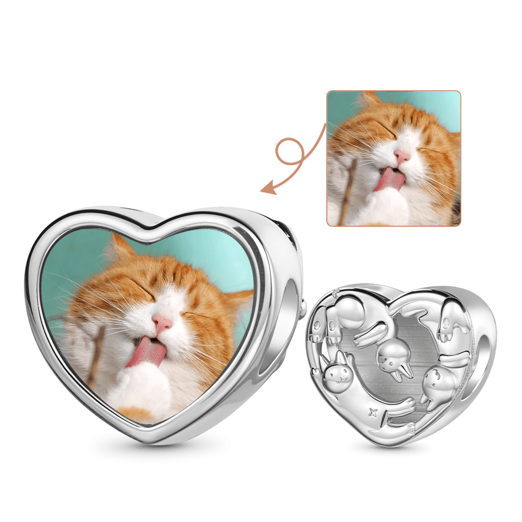 Gnoce Personalized Cute Cats Photo Charm