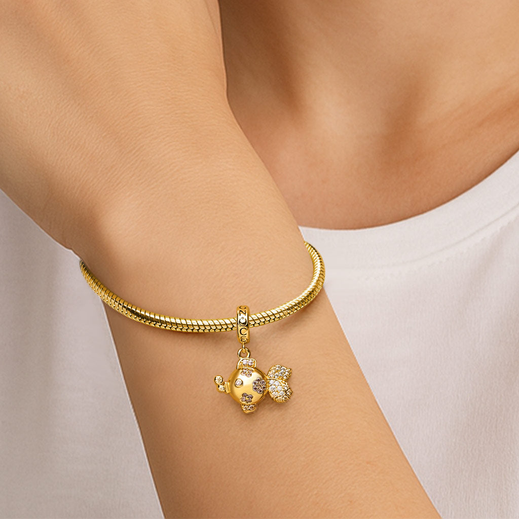 Gnoce Sparkling Playful Goldfish Pendant Dangle Charm