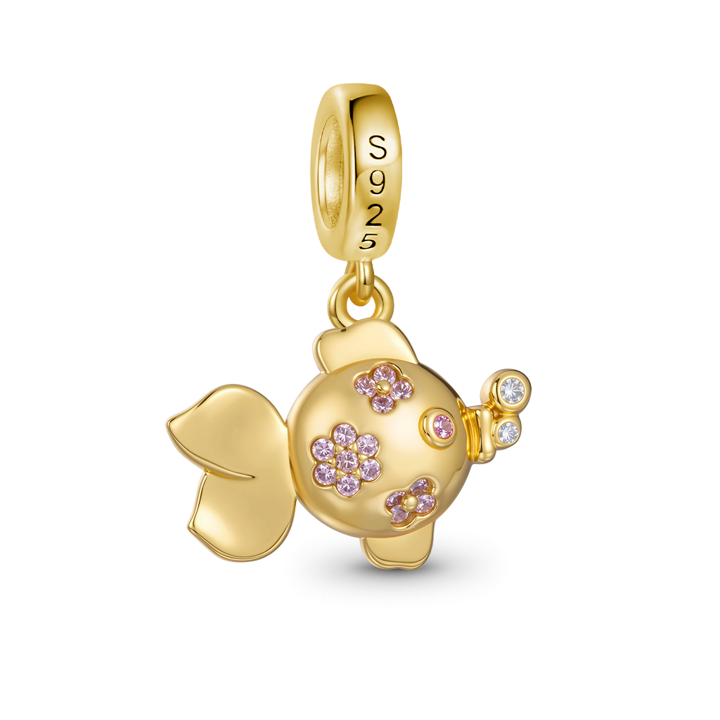 Gnoce Sparkling Playful Goldfish Pendant Dangle Charm