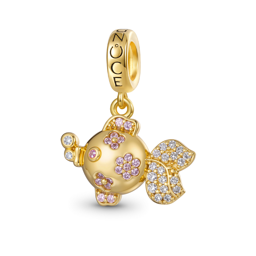 Gnoce Sparkling Playful Goldfish Pendant Dangle Charm