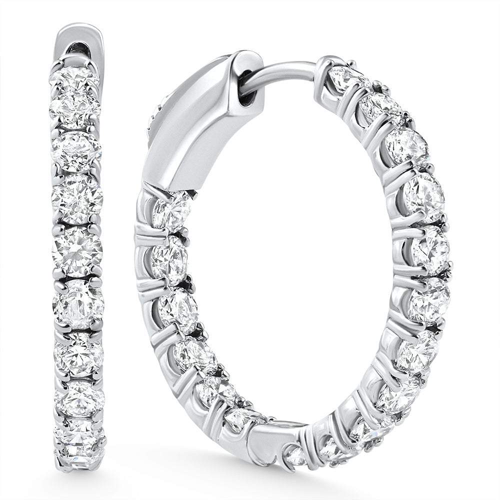 2.05Ct Diamond Inside Outside Hoops 14k Gold Women's Earrings Lab Grown 1" Tall