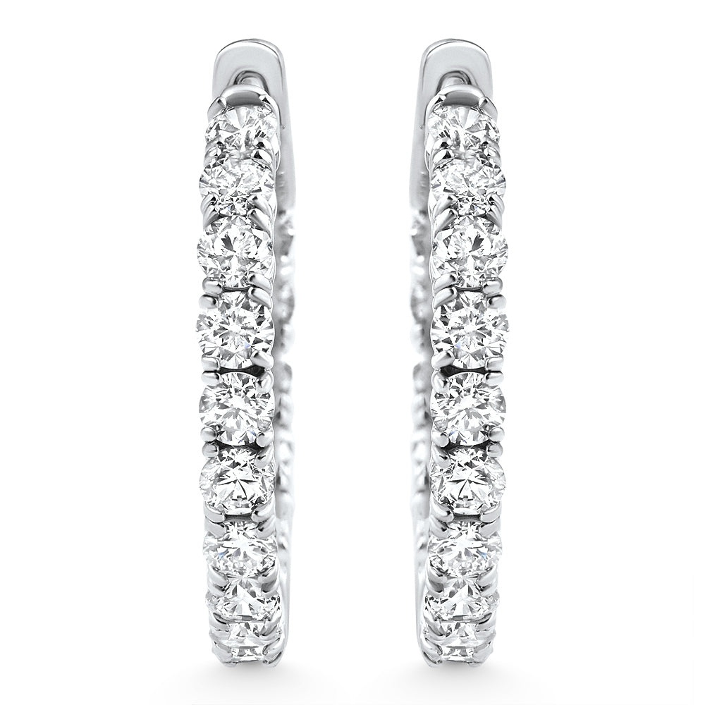2.05Ct Diamond Inside Outside Hoops 14k Gold Women's Earrings Lab Grown 1" Tall