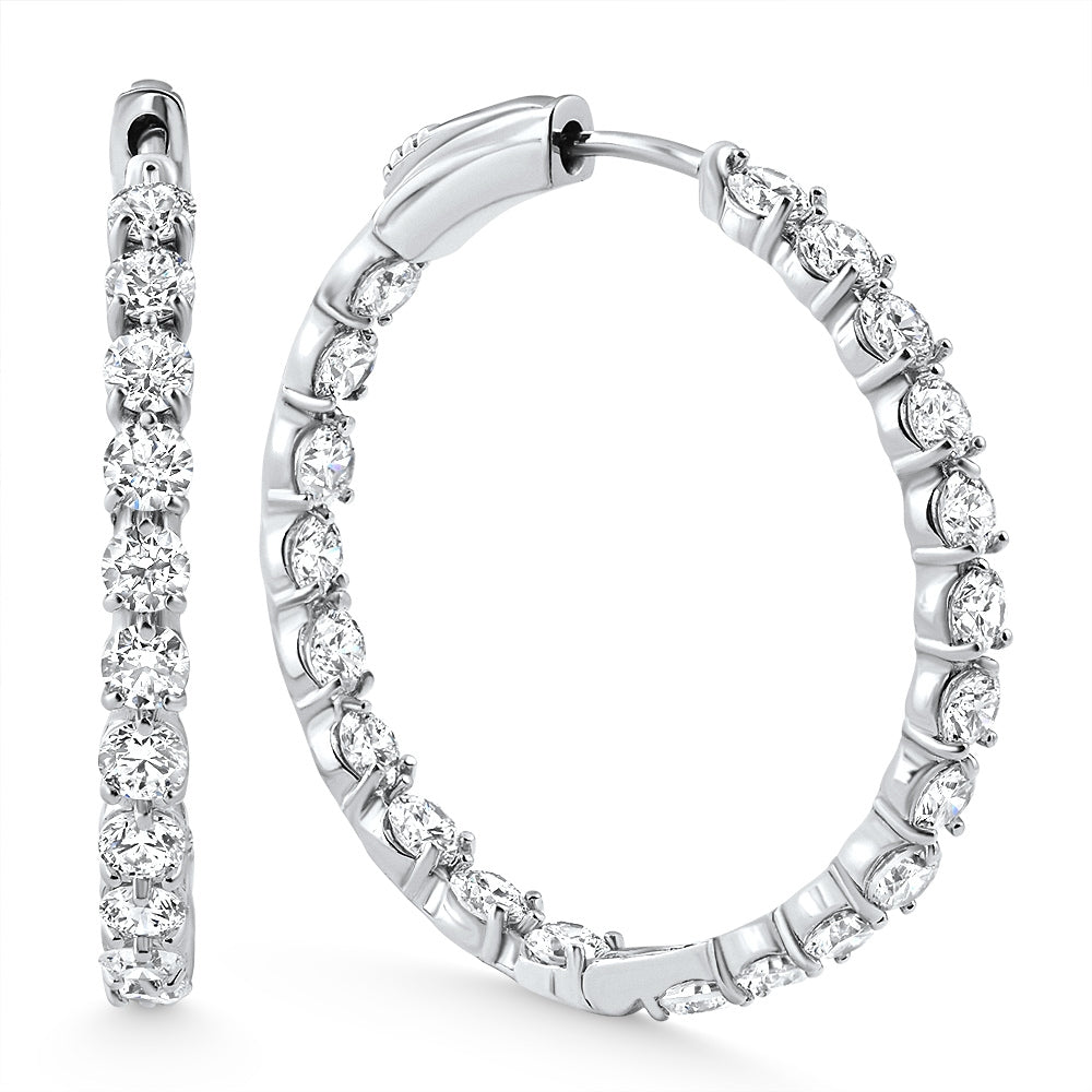 4 1/2Ct Diamond Inside Outside Hoops Gold Women's Earrings Lab Grown 1.25" Tall