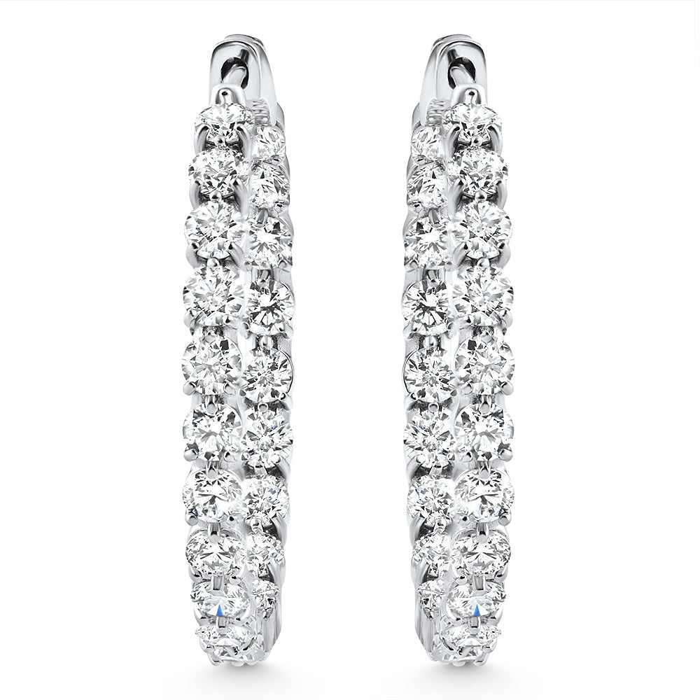 4 1/2Ct Diamond Inside Outside Hoops Gold Women's Earrings Lab Grown 1.25" Tall