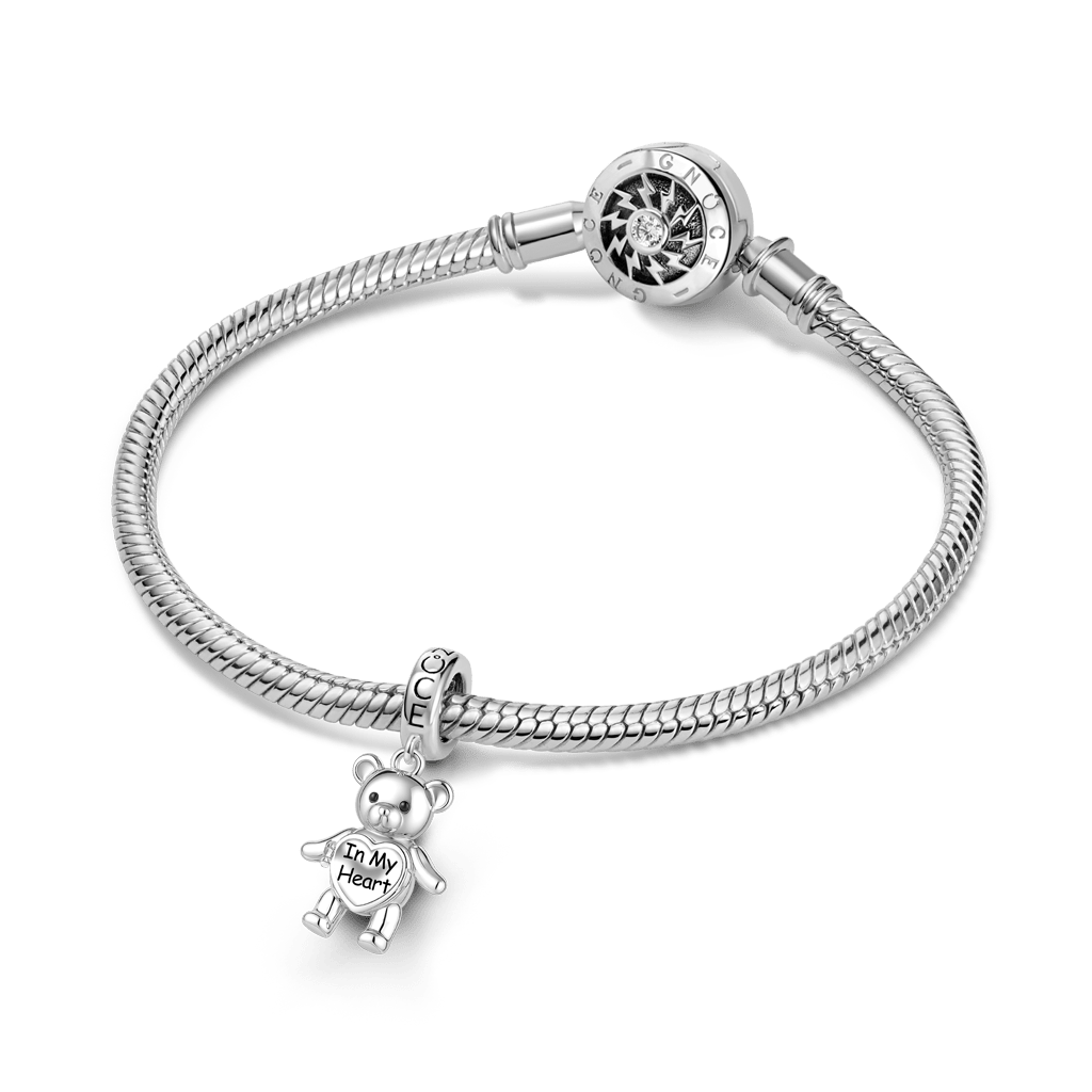 Gnoce Personalize Photo Engravable Bear Pendant Dangle Charm