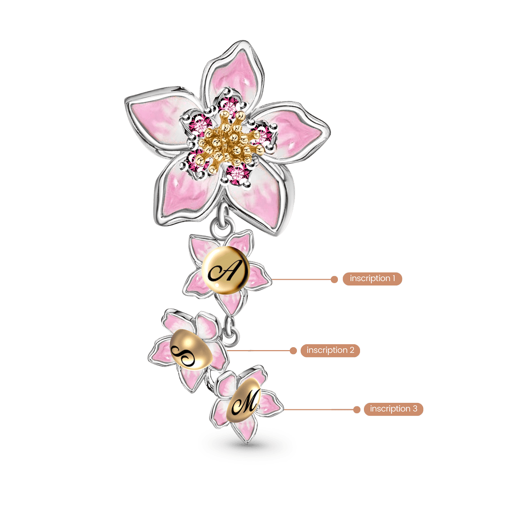 Gnoce Personalized Flower Mom with Babies Charm
