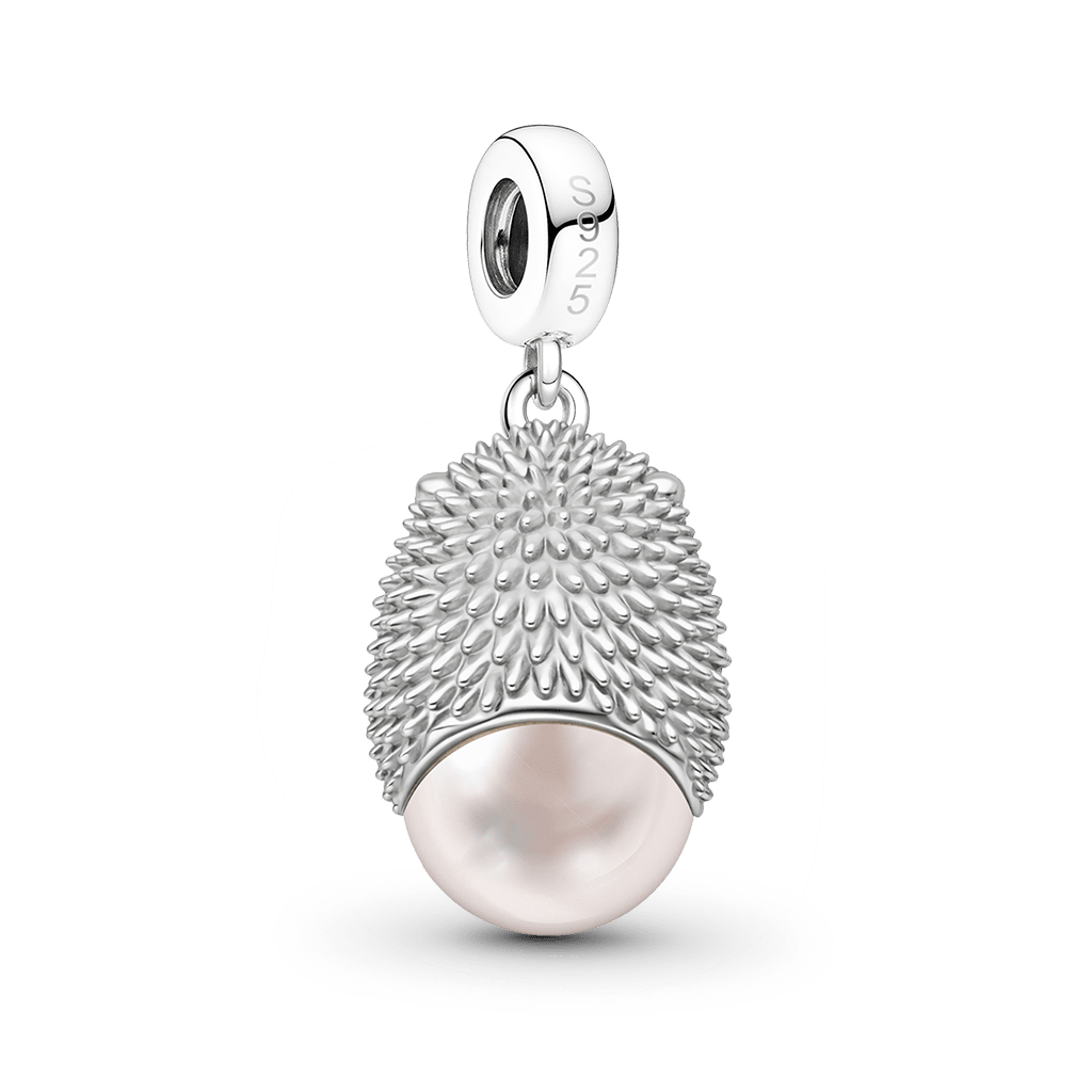 Gnoce Hedgehog with Pearl Pendant Dangle Charm