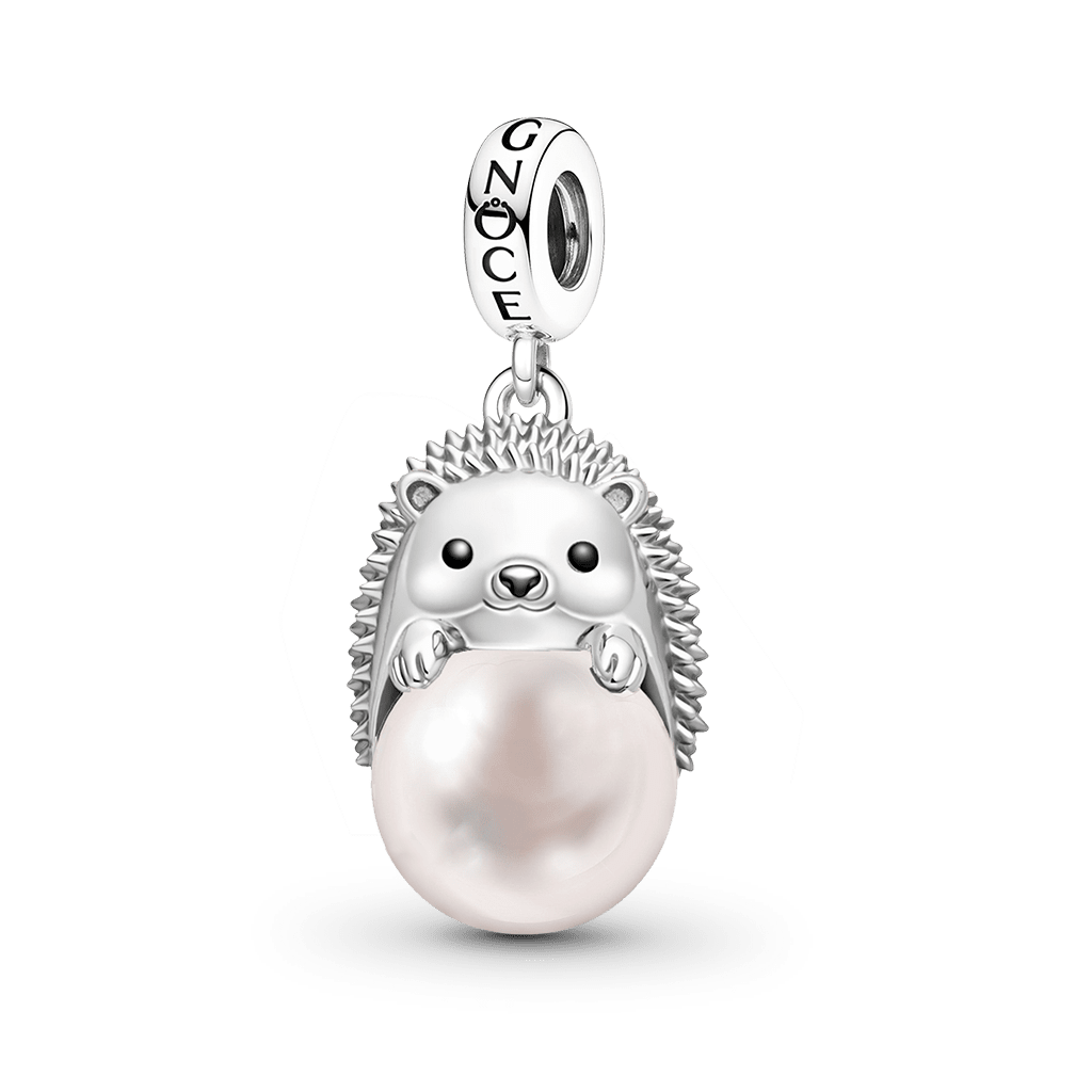 Gnoce Hedgehog with Pearl Pendant Dangle Charm