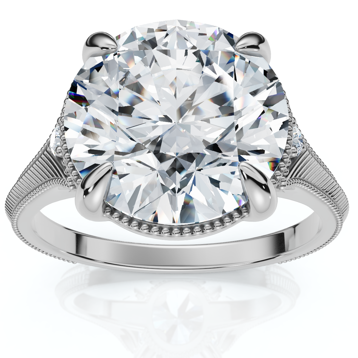 Certified I/SI1 4.02Ct Swift Round Diamond Engagement Ring 14k White Gold