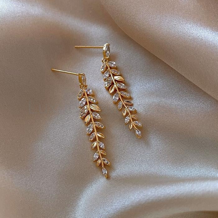 CRYSTAL LEAF EARRINGS
