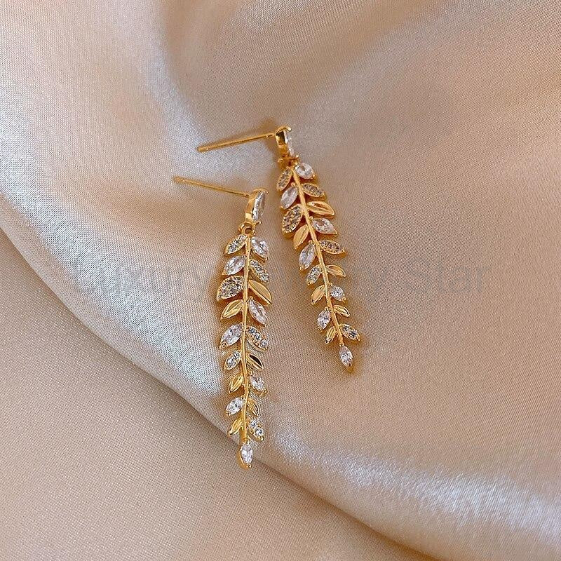 CRYSTAL LEAF EARRINGS - image 2