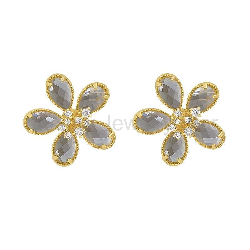Black Ombre Crystal Flower Earrings - image 5